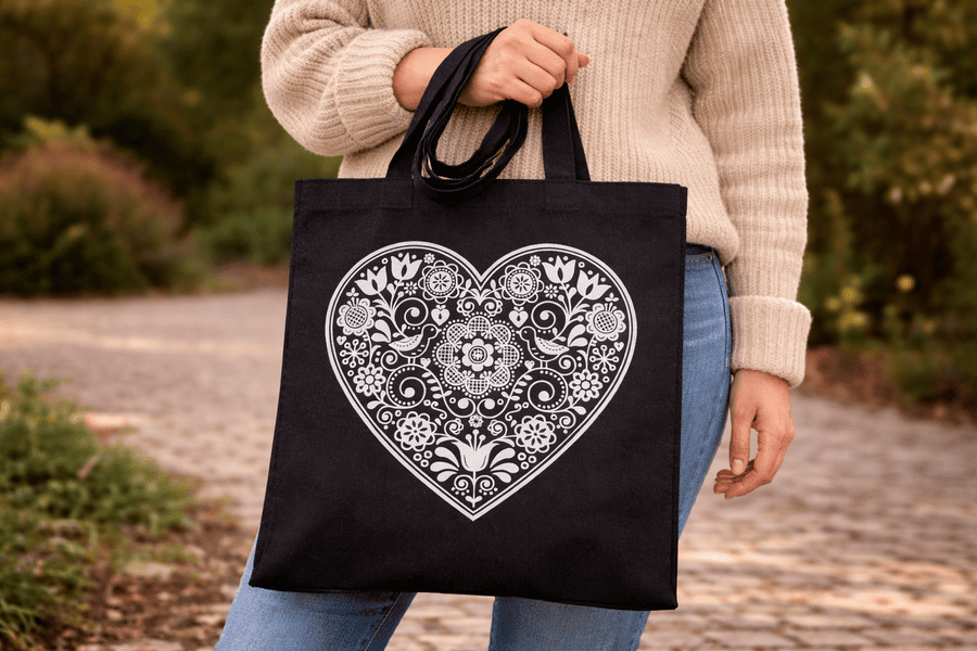 taška bavlnená biele srdce mk